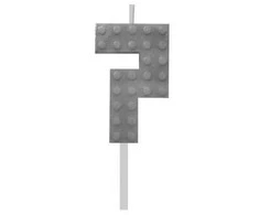 Pilki Blocks Blocks 7 Block Pilka gimtadienio žvakė, skaičių žvakė