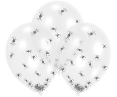 AMSCAN Balionai lateksiniai Clear Spider Filled 27,5 cm 6 vnt.