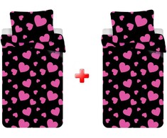 Pink Dvigulės patalynės komplektas „Love Rožinė Hearts“ 140–200 cm, 70 x 90 cm