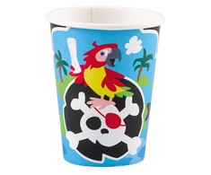 Piratų „Privateer“ popieriniai puodeliai, 8 vnt., po 250 ml