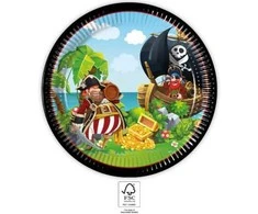 Piratų salos popierinės lėkštės, 8 vnt., 23 cm, FSC