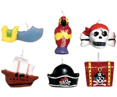 Piratų žemėlapio mini gimtadienio žvakučių rinkinys, 6 vnt.