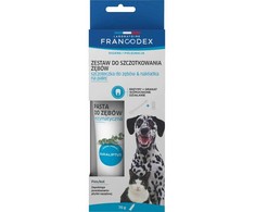 Gyvūnų priežiūra - FRANCODEX Dantų šepetėlis ir dantų pasta rinkinys (70g, be cukraus, be glitimo)