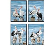Plakatas Paveikslas DKD Home Decor Paukštis Viduržemio (53 x 3,5 x 73 cm) (4 vnt.)
