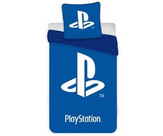 „PlayStation“ mėlynas patalynės komplektas su logotipu 140–200 cm, 70–90 cm