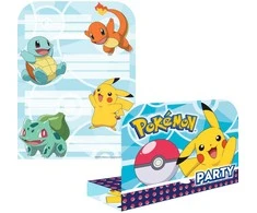 AMSCAN Pokemon gimtadienio kvietimai - 8 vnt. Universalūs