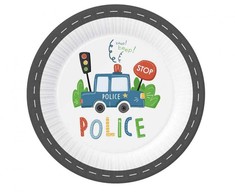 Policijos pypsėjimo popierinės lėkštės, 6 vnt., 23 cm