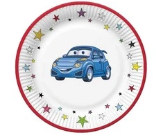 Popierinės lėkštės „Automobilis“ 8 vnt. 22,7 cm