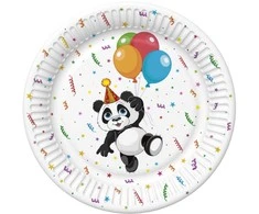 Popierinės lėkštės „Gyvūnai“ su juokinga panda, 8 dalys, 22,7 cm