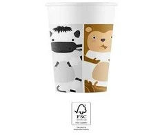 Popieriniai puodeliai „Gyvūnai“ zoologijos sodo paveikslėlyje, 8 vnt., 200 ml, FSC