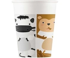 Popieriniai puodeliai „Gyvūnai“ zoologijos sodo paveikslėlyje, 8 vnt., 200 ml, FSC