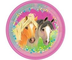 Popierinių lėkščių rinkinys „Arkliai ir poniai“, 8 vnt., 23 cm