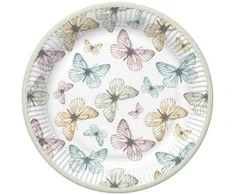 Popierinių lėkščių rinkinys „Butterfly Light“, 8 vnt., 22,7 cm