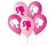 Princesės „Mano rožinis pasaulis“ – princesės kuodelio formos balionai, 5 vnt. 12 colių (30 cm)
