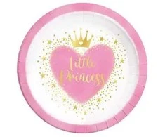 Princesės mažosios princesės popierinės lėkštutės, 8 vnt., 23 cm, FSC