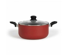Puodas su stiklo dangčiu Livoo MEP151R Premier Chef, 28 cm, aliuminis, neprisvylanti danga, raudonas