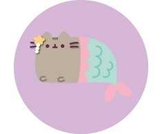 Pusheen undinėlės formos pagalvėlė, dekoratyvinė pagalvėlė 40 cm veliūras