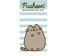 Pusheen žalias vonios rankšluostis, paplūdimio rankšluostis 70x140cm (greitai džiūstantis)