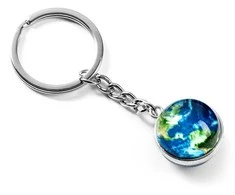 Raktų pakabukas - stiklinis ŽEMĖ - šviečia tamsoje
