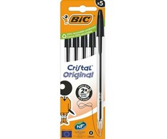 Rašiklis - BIC - 5 vnt. - Kristalas - Juoda rašalo spalva - Vidutinė atrama - Plastikas - Rašymas - Redagavimas