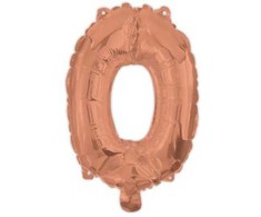 Rožinio aukso spalvos folijos balionas „0“, 95 cm
