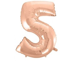 GoDan Balon foliowy "5" rožinė-auksinė 92cm