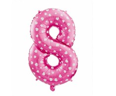 GoDan Balon foliowy Cyfra8 róż/serca 61cm HS-C26R8 05988