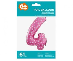 GoDan folijos balionas "Number 4", Rožinės širdelės, 61cm p10