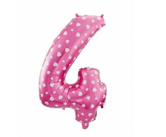GoDan folijos balionas "Number 4", Rožinės širdelės, 61cm p10