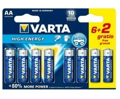 Šarminė baterija Varta LR6 AA 1,5V High Energy (8 pcs)