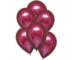 Satininiai granatų spalvos balionai, 6 vnt. 11 colių (27,5 cm)