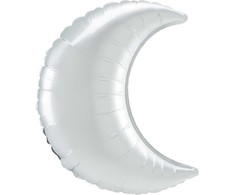 Satininis baltas mėnulio formos folijos balionas, 43 cm