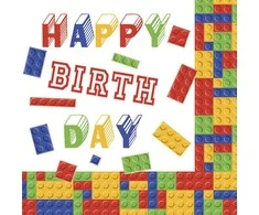 Servetėlės „Happy Birthday Blocks“ 20 vnt. 33x33 cm