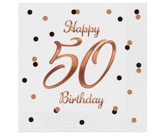 GoDan Serwetki B&amp;C Happy 50 Birthday balta 33x33 20szt