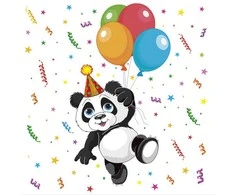 Servetėlių rinkinys „Gyvūnai“ su juokinga panda, 20 vnt., 33 x 33 cm