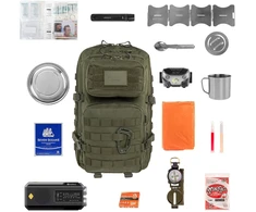 šgyvenimo kuprinė 36L su įranga – ​​Brytzky Tactical Polygon Olive V2 | 72 val. krepšys | Evakuacijos krepšys | Bug Out krepšys