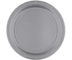 Sidabrinės spalvos popierinės lėkštės, 8 vnt., 23 cm