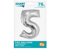 GoDan Folinis balionas skaičius “5” sidabro spalvos