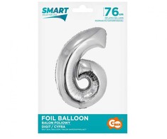 GoDan Folinis balionas skaičius “6” sidabro spalvos