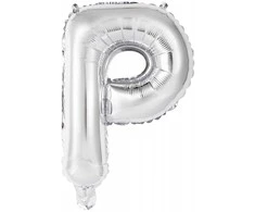 Sidabrinis folijos balionas „Skaičius“, sidabrinė raidė „P“, 45 cm