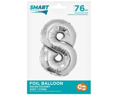 GoDan Folinis balionas skaičius “8” sidabro spalvos