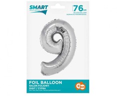 GoDan Folinis balionas skaičius “9” sidabro spalvos