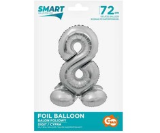 Sidabrinis folijos balionas su skaičiumi 8, 72 cm