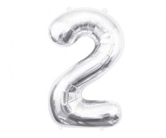 GoDan BALON foliowy Cyfra 2 sebrna 85 cm