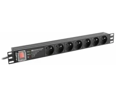 LANBERG PDU Rack pro 19 colių 1U 16A 7x FR lizdai 2m