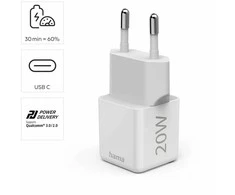 Hama supermini 20W PD/QC 1x USB-C balta