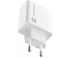 NATEC USB įkroviklis Ribera USB-A+USB-C Maitinimas 20W baltas