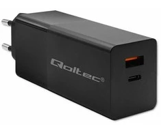 Įkroviklis - Qoltec 52382 GaN 100W PD USB Type-C ir A Juodas