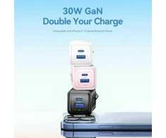 Vention Sieninis įkroviklis, ventiliacija, FEQW0-EU, USB-C + USB-A, 30W/30W, GaN (balta)