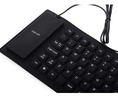 Silikoninė USB klaviatūra, juoda, 35,5x13,5 cm